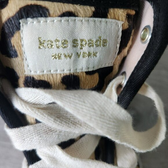 Kate Spade Keds X New York Kickstart High Top Leopard Sneakers Lace Shoes 7.5 - Picture 5 of 16